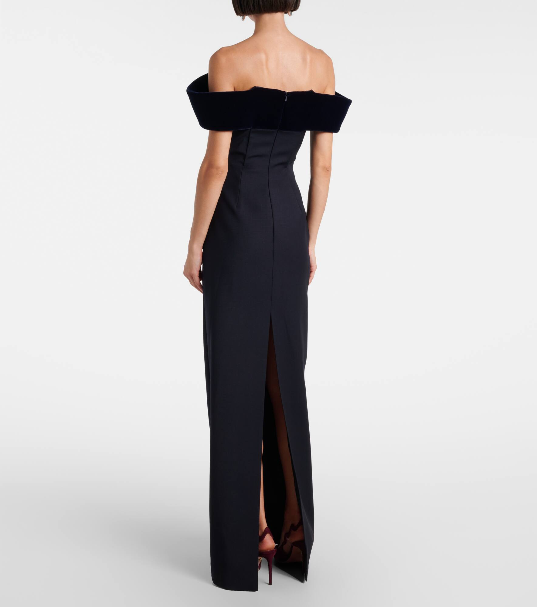 Off-shoulder wool-blend bustier gown - 3