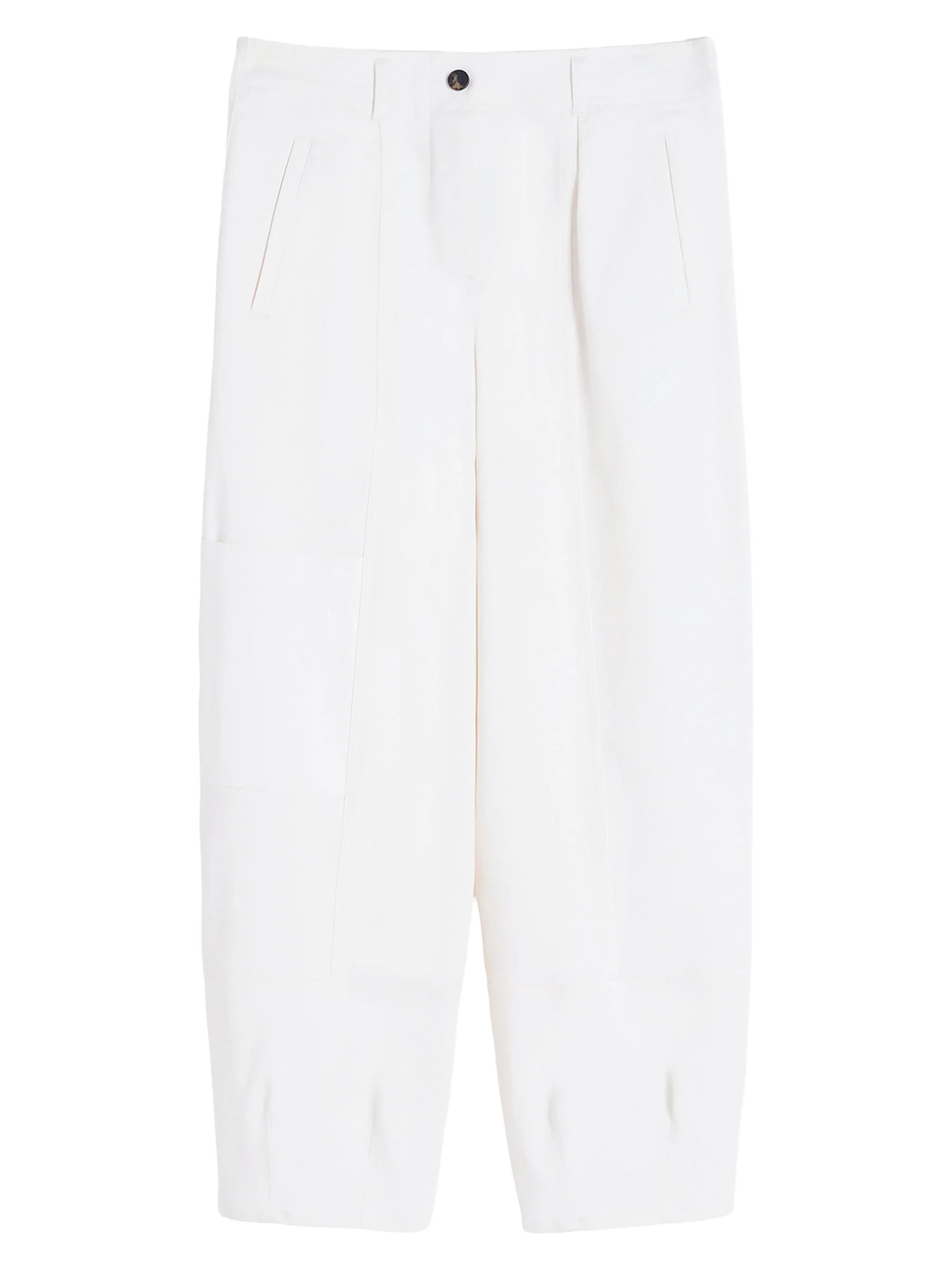 Women's Cotton Bull Denim Cargo Trousers - Optical White - 1