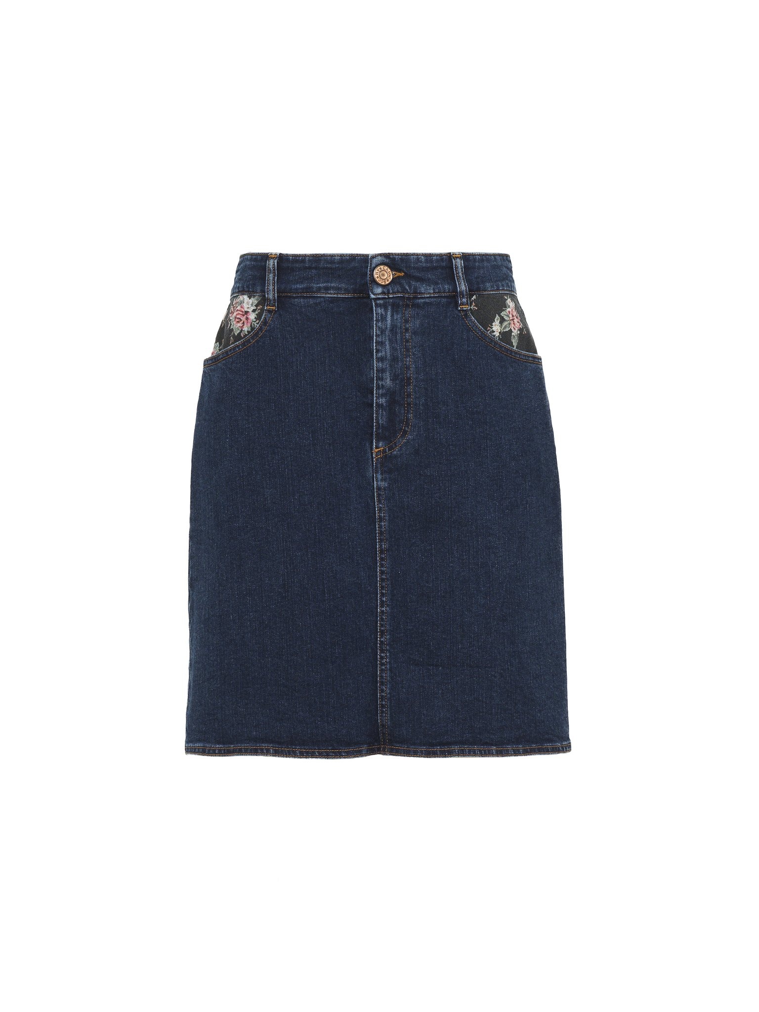PRINTED DENIM MINI SKIRT - 1
