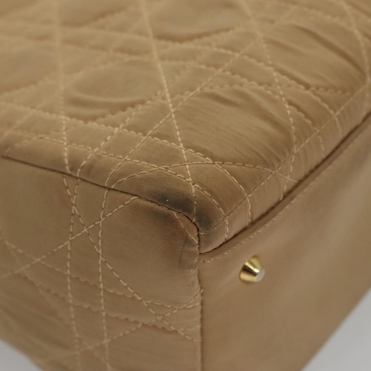 DIOR Canage Hand Bag Nylon Beige Gold - 10