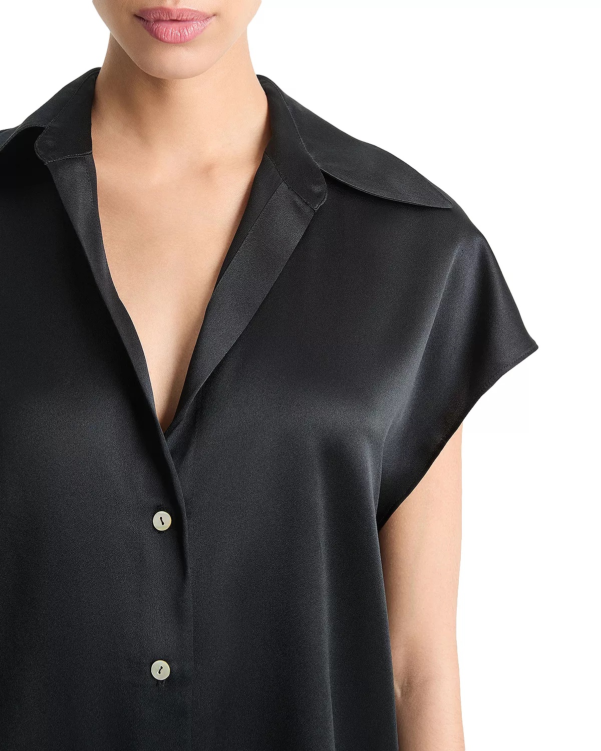 Silk Cap Sleeve Ruched Back Shirt - 5