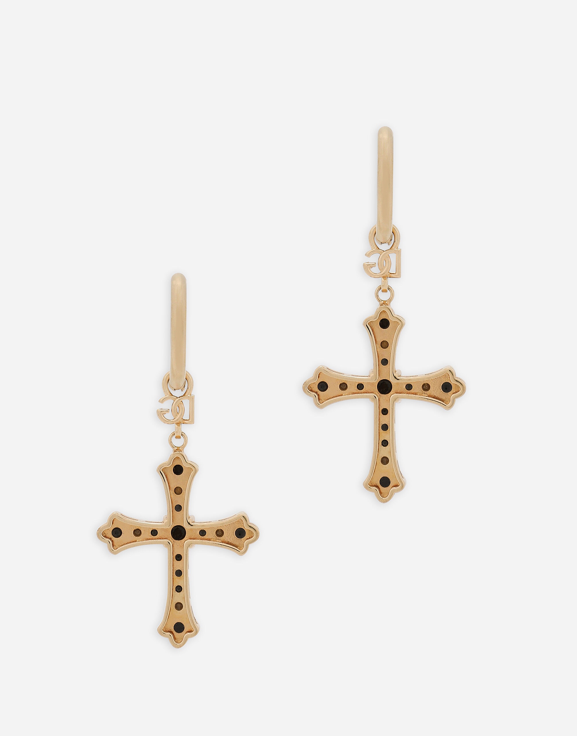 Creole earrings with rhinestone crosses - 3