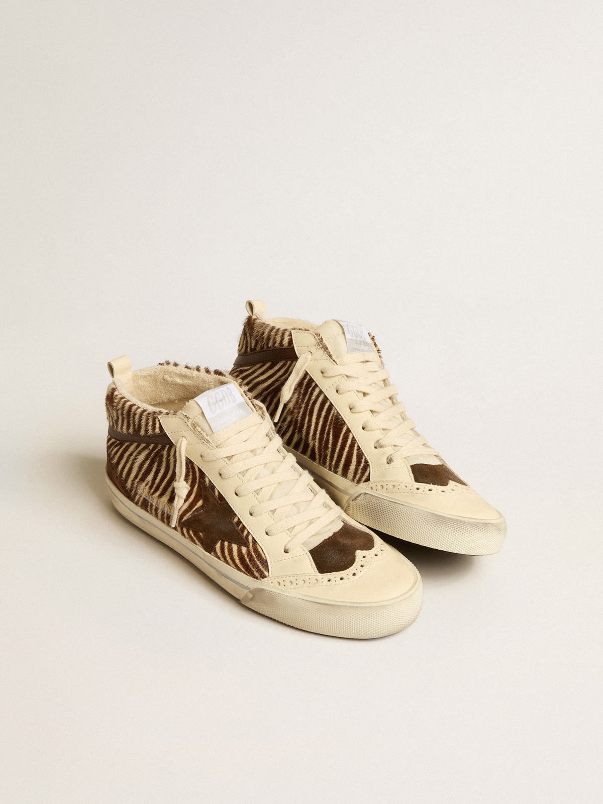 Mid Star in zebra-print pony skin with suede star and brown flash - 2