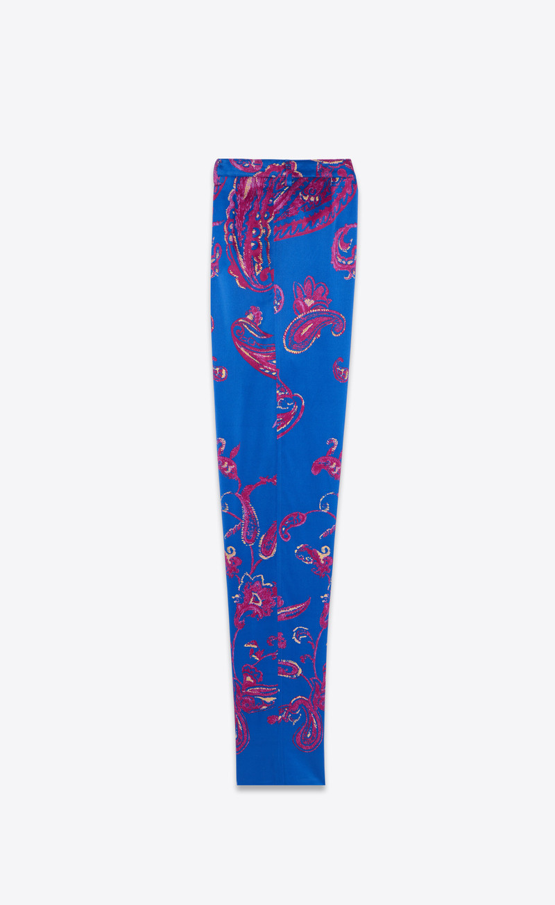 SAINT LAURENT high-rise pants in paisley printed silk outlook