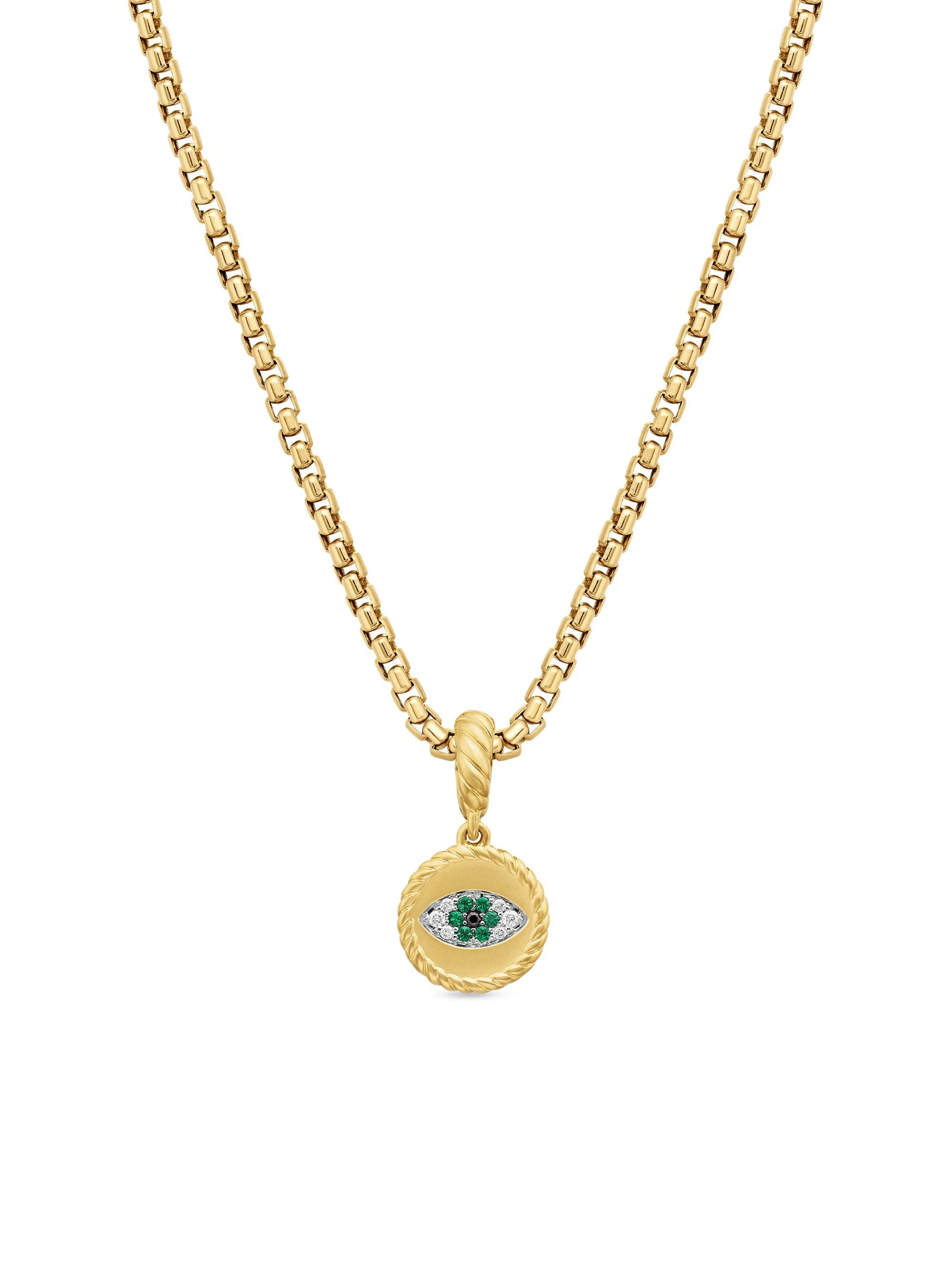 Women's Evil Eye Amulet in 18K Yellow Gold - Emerald - 1