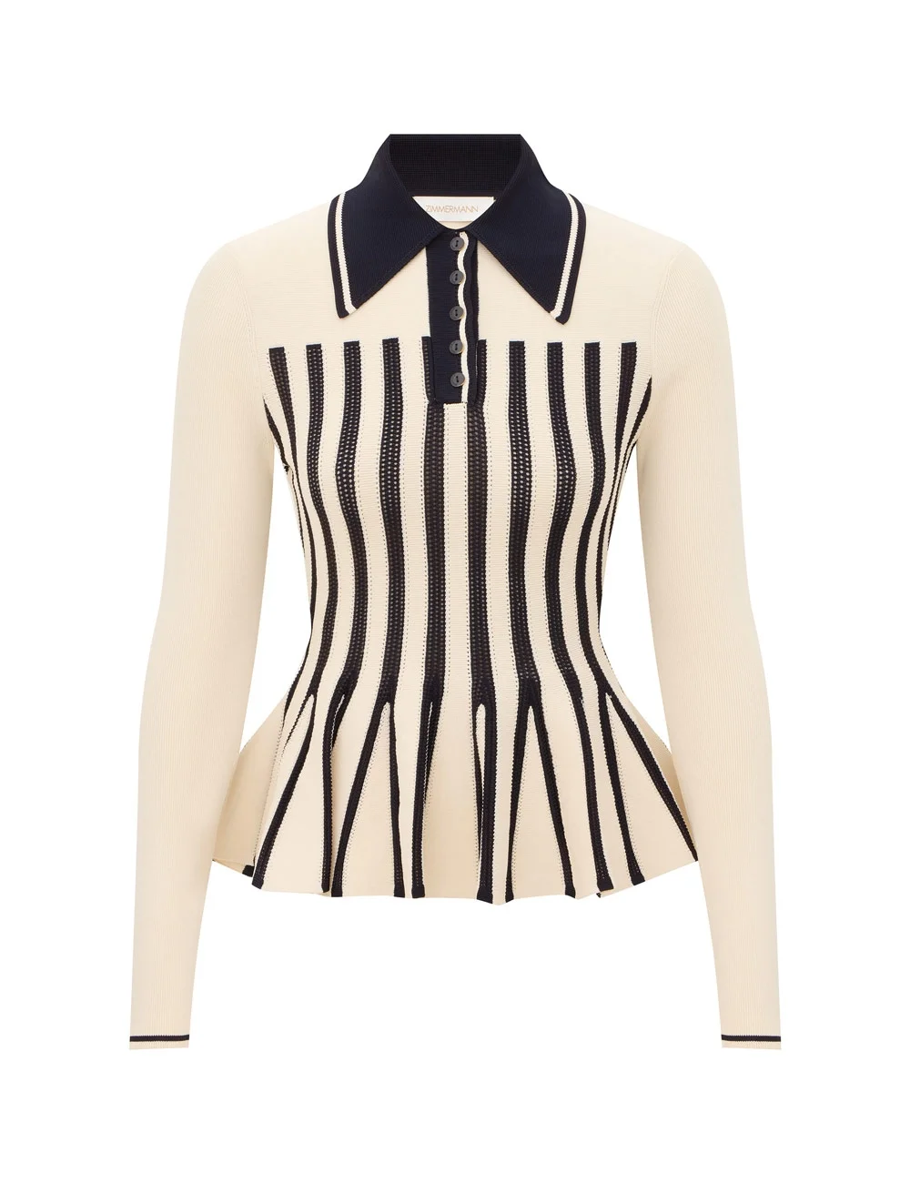 CLASH STRIPE PEPLUM POLO - 1