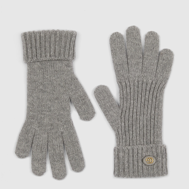 Wool cashmere gloves with Double G 1
