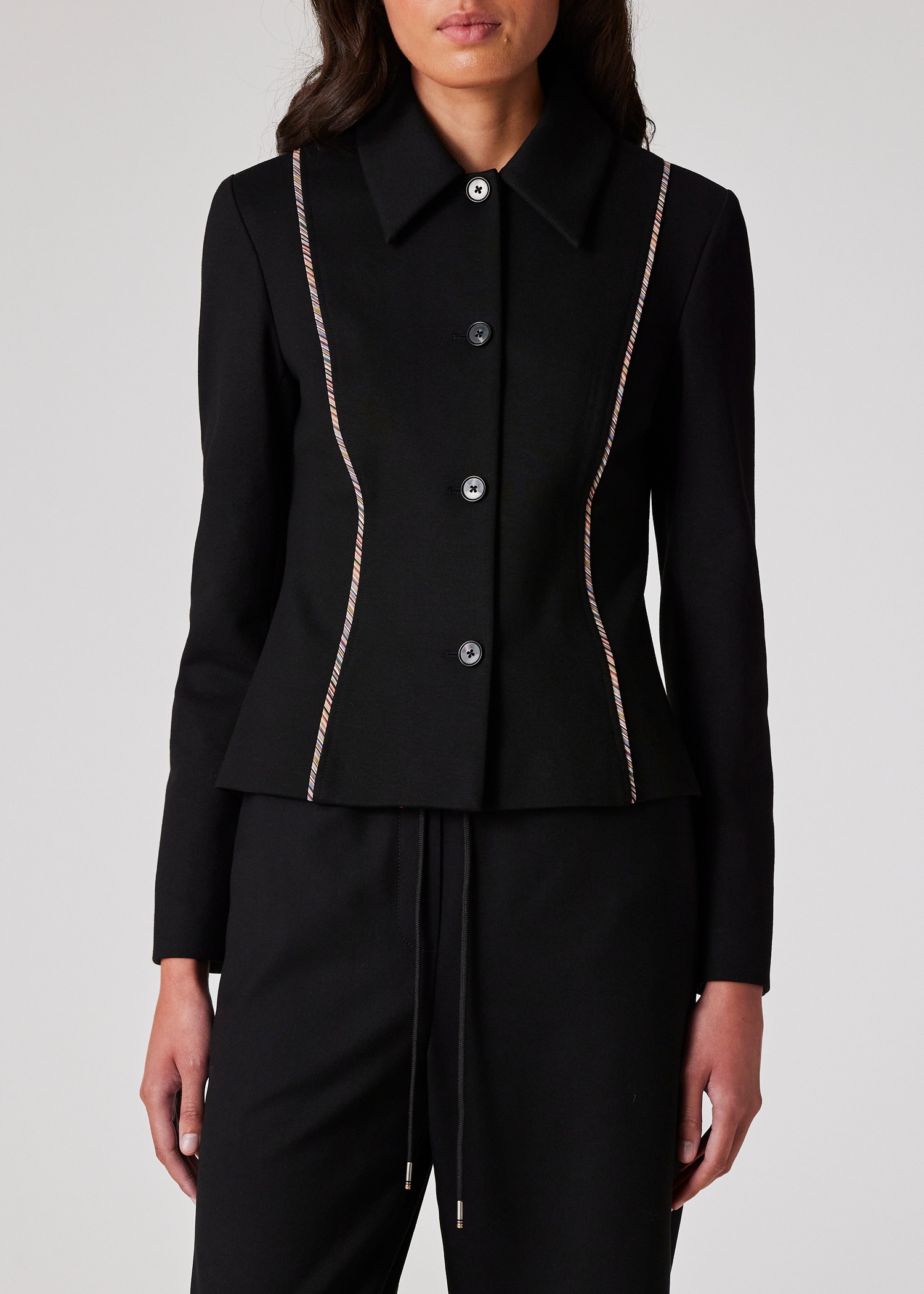 Women's Black Milano Jacket with Signature Stripe - 5