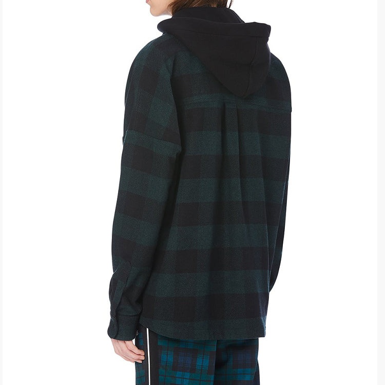 PALM ANGELS Men's Logo Print Hooded Overshirt Green PMGA042E20FAB0015701 - 5
