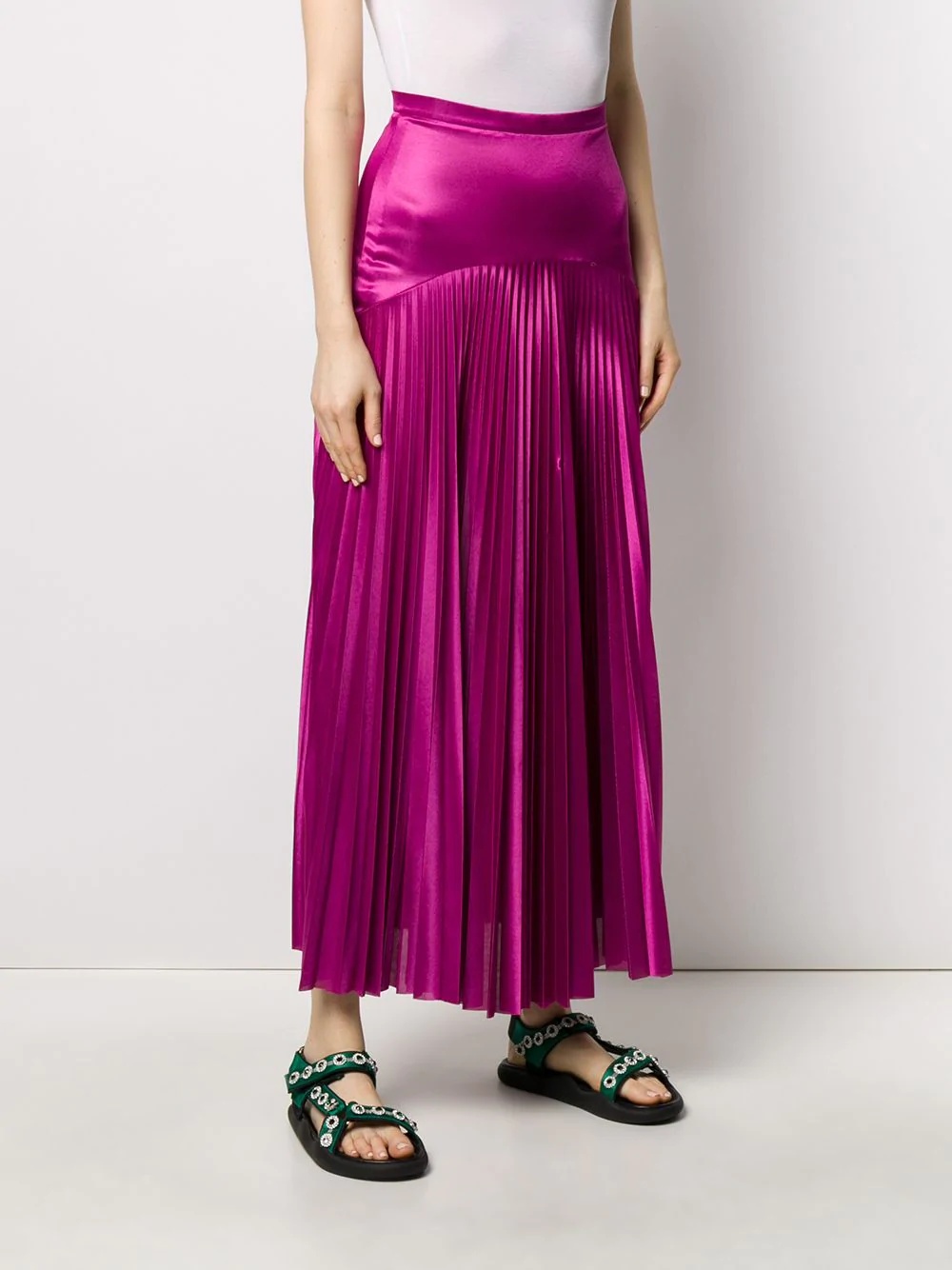 long satin pleated skirt - 3