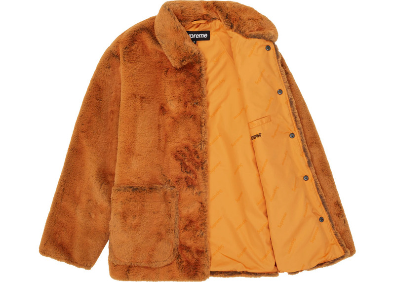 Supreme Supreme 2-Tone Faux Fur Shop Coat Orange outlook