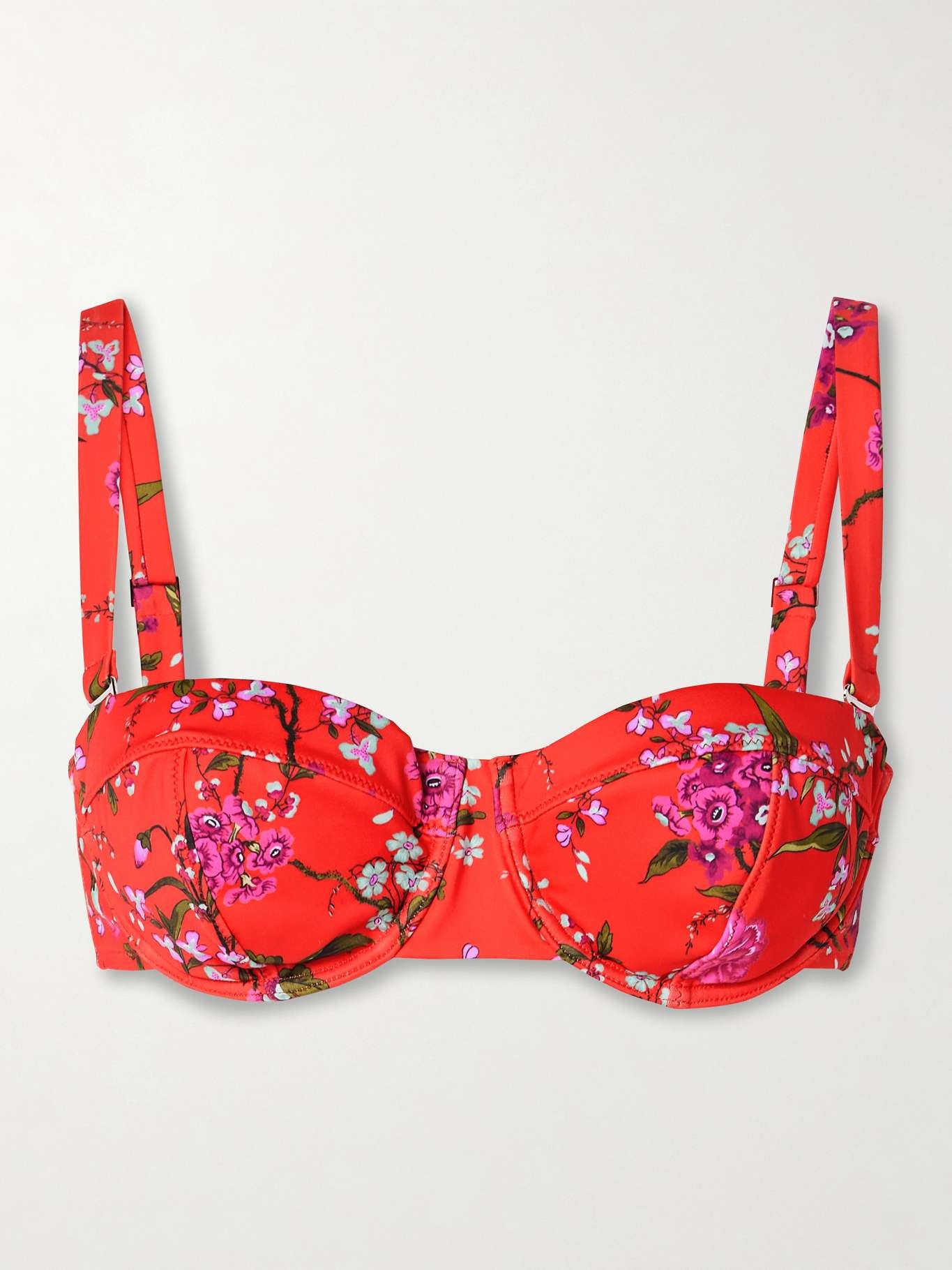 Floral-print underwired bikini top - 1