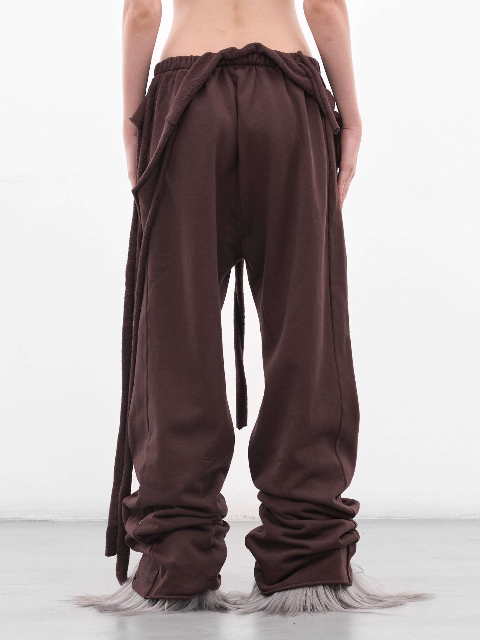Brown Deconstructed Wrap Sweatpants - 3