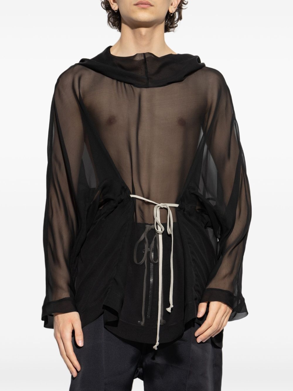 semi-sheer silk hoodie - 3