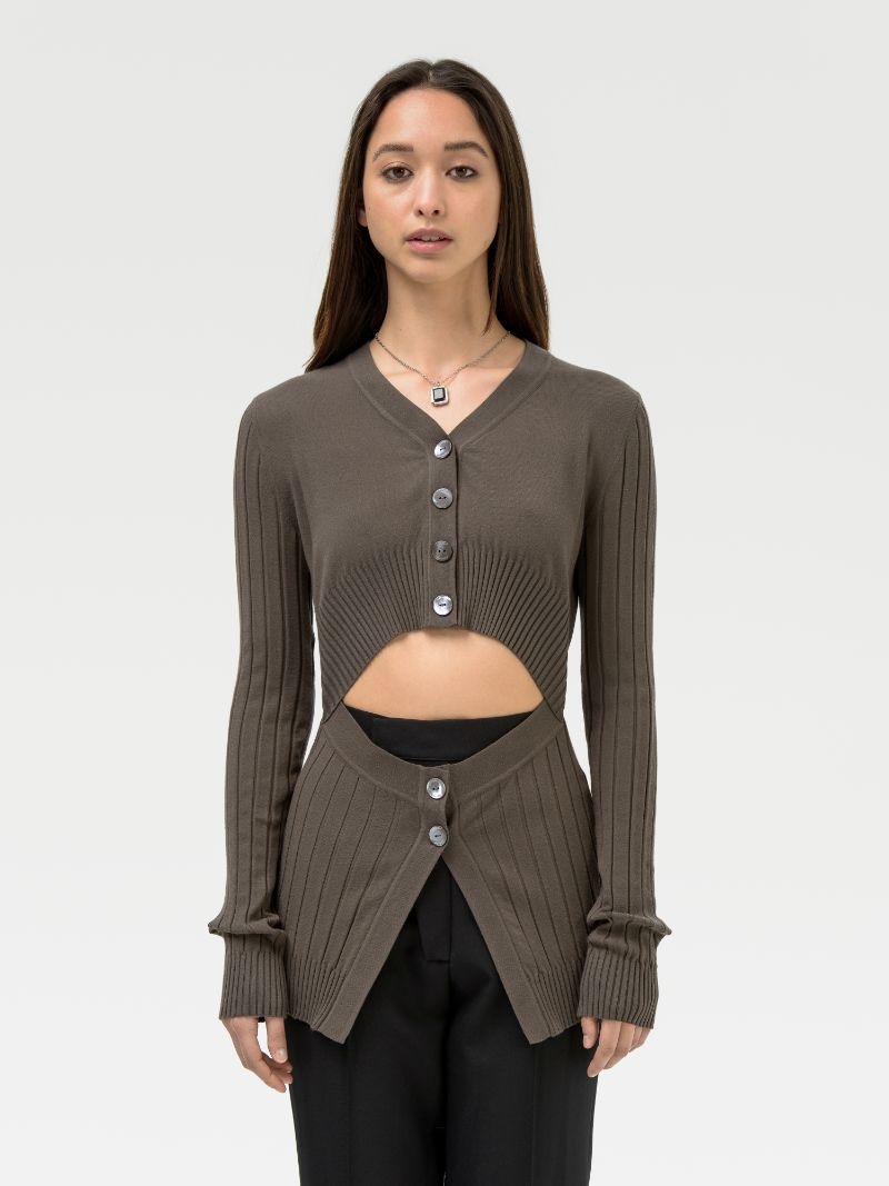 CUT OUT KNIT CARDIGAN - 3
