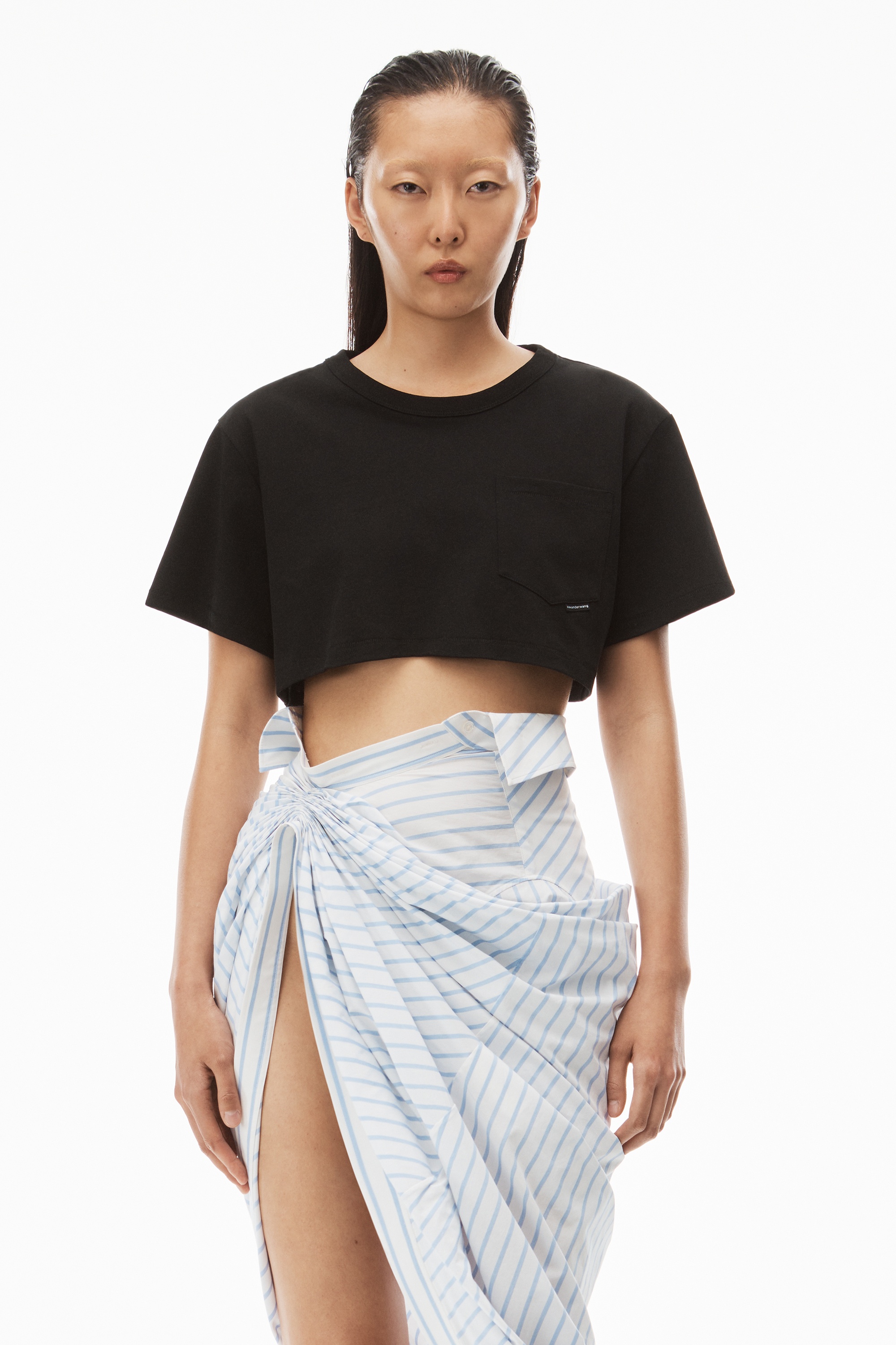 CROP POCKET TEE IN HIGH TWIST JERSEY - 2