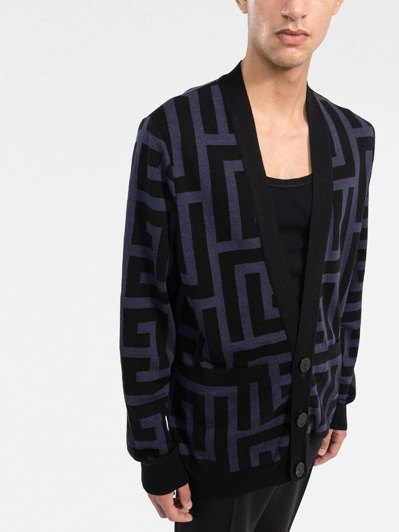 monogram-print V-neck cardigan 3