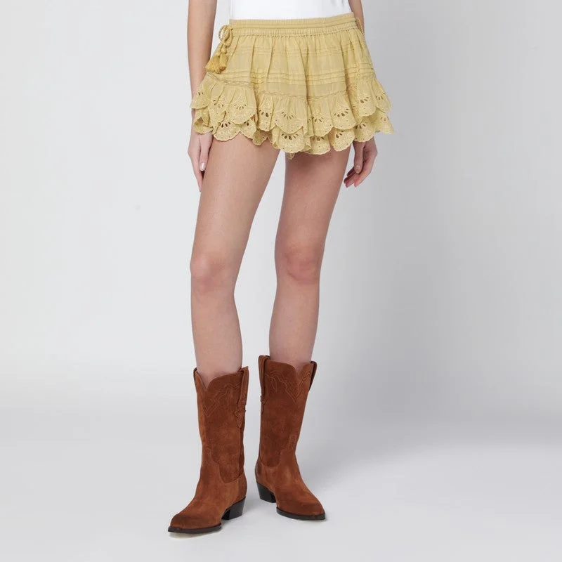 Isabel Marant Étoile Ochre Lace Puria Shorts With Ruffles Women - 1
