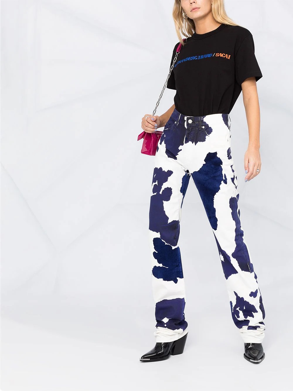 cow-print straight-leg jeans - 2