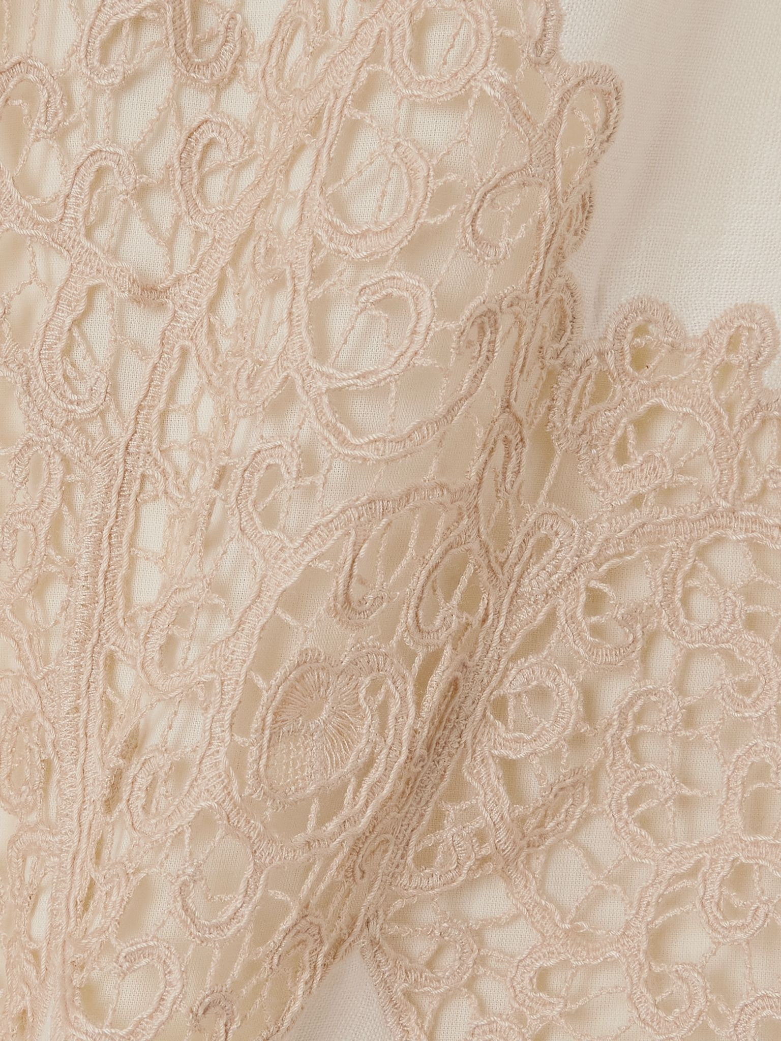 Evangeline guipure lace-trimmed linen midi dress Beige - 4