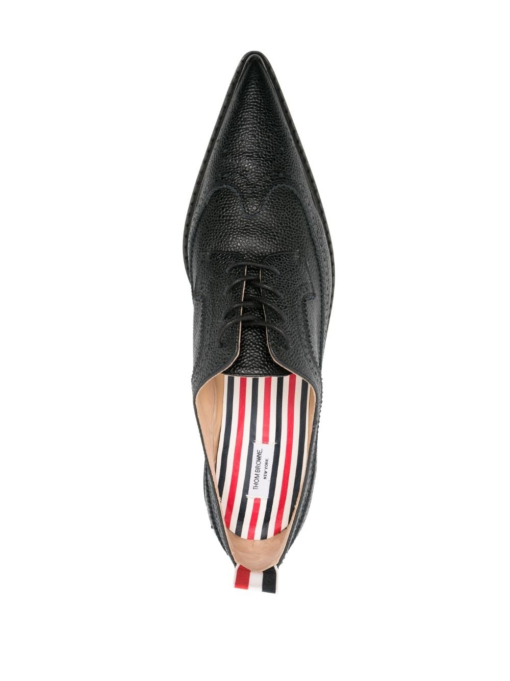 pointed -toe leather brogues - 4