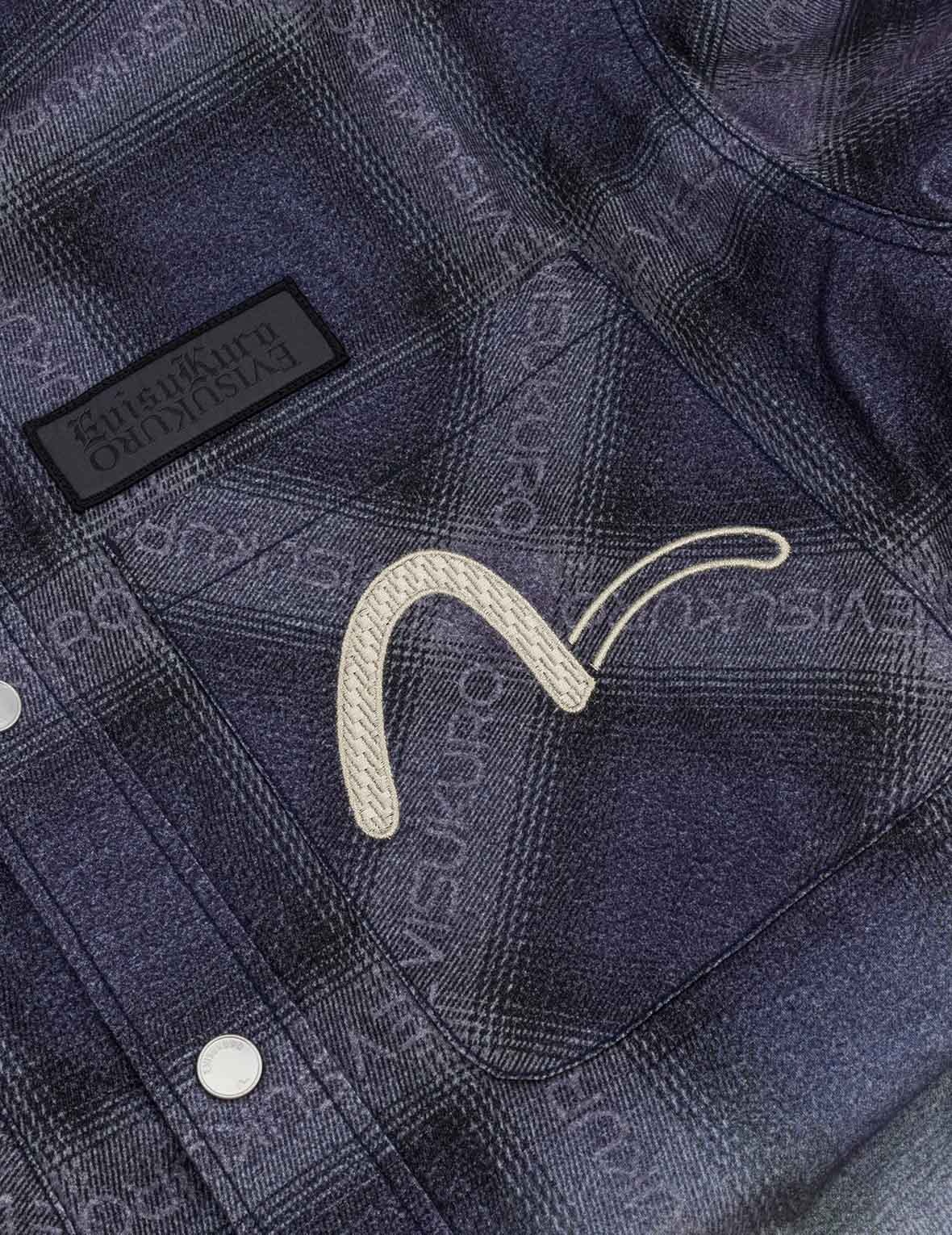Flannel Check with Snow Mountian Print Relax Fit Shirt Jacket - 9