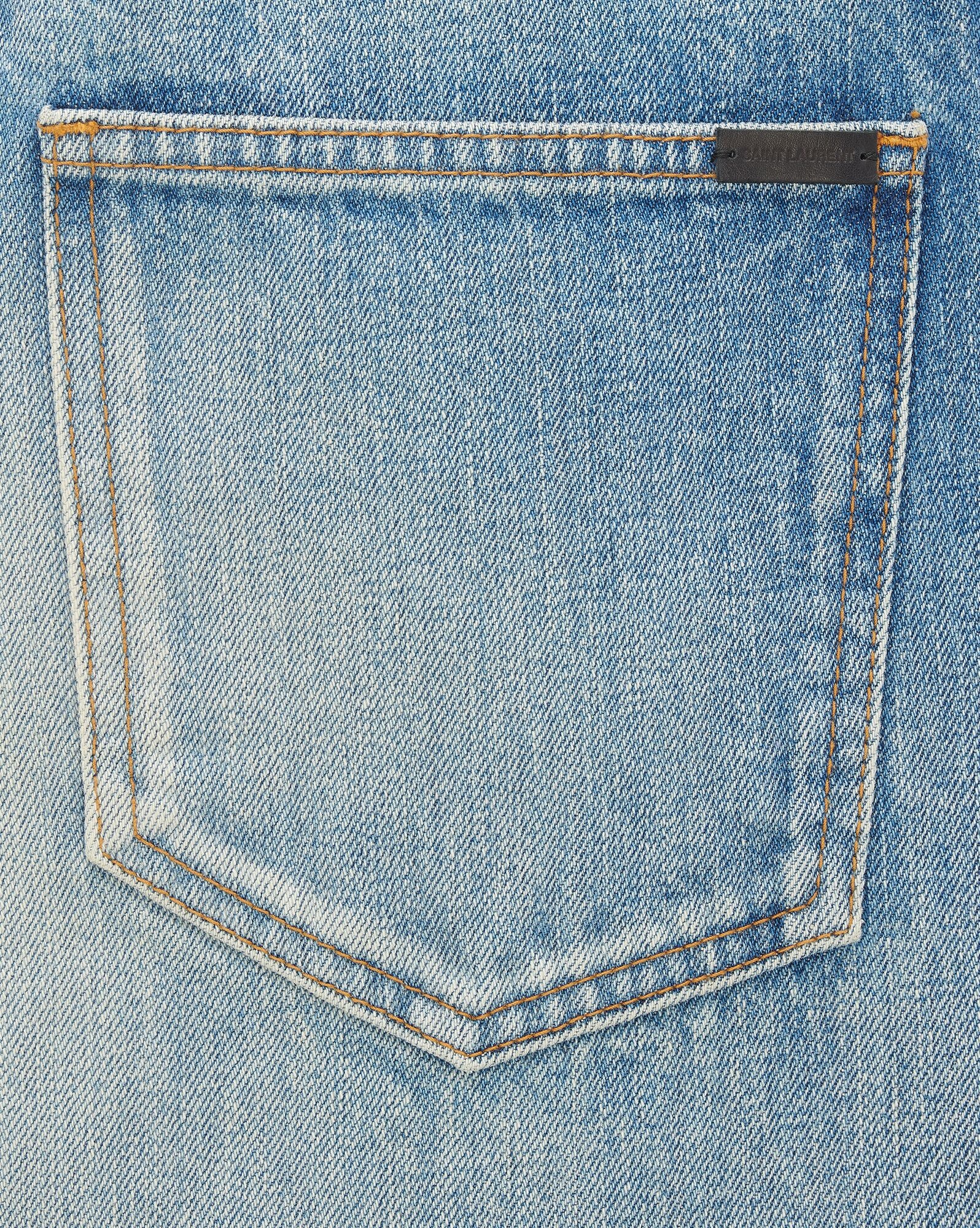 v-waist long baggy jeans in vintage blue denim - 4