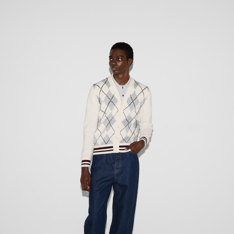 Wool argyle intarsia knit cardigan 3