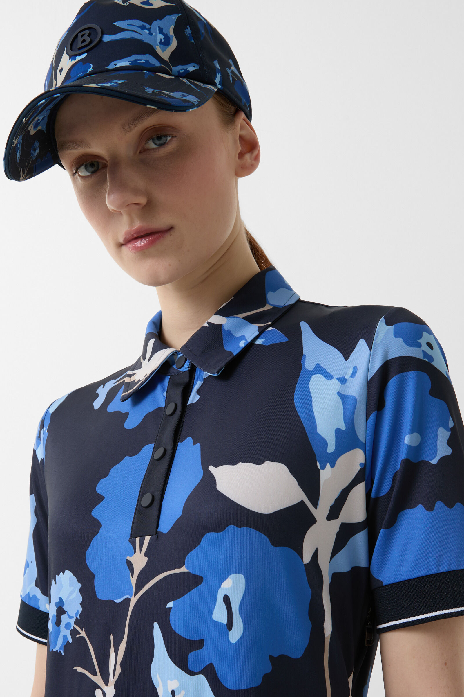 Linny functional polo dress in Navy blue/light blue - 4