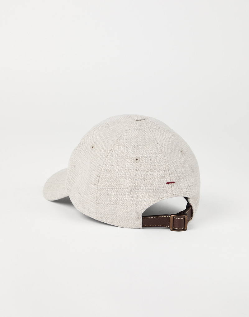 Brunello Cucinelli Linen, wool and silk diagonal baseball cap with embroidered logo outlook