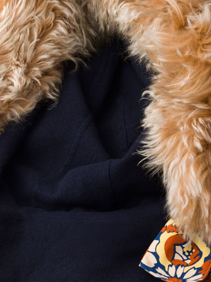 Prada floral-print shearling-lined hood outlook