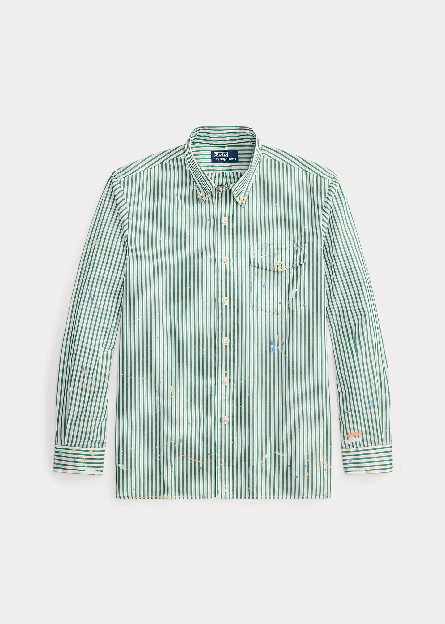 Classic Fit Paint-Splatter Striped Shirt - 1