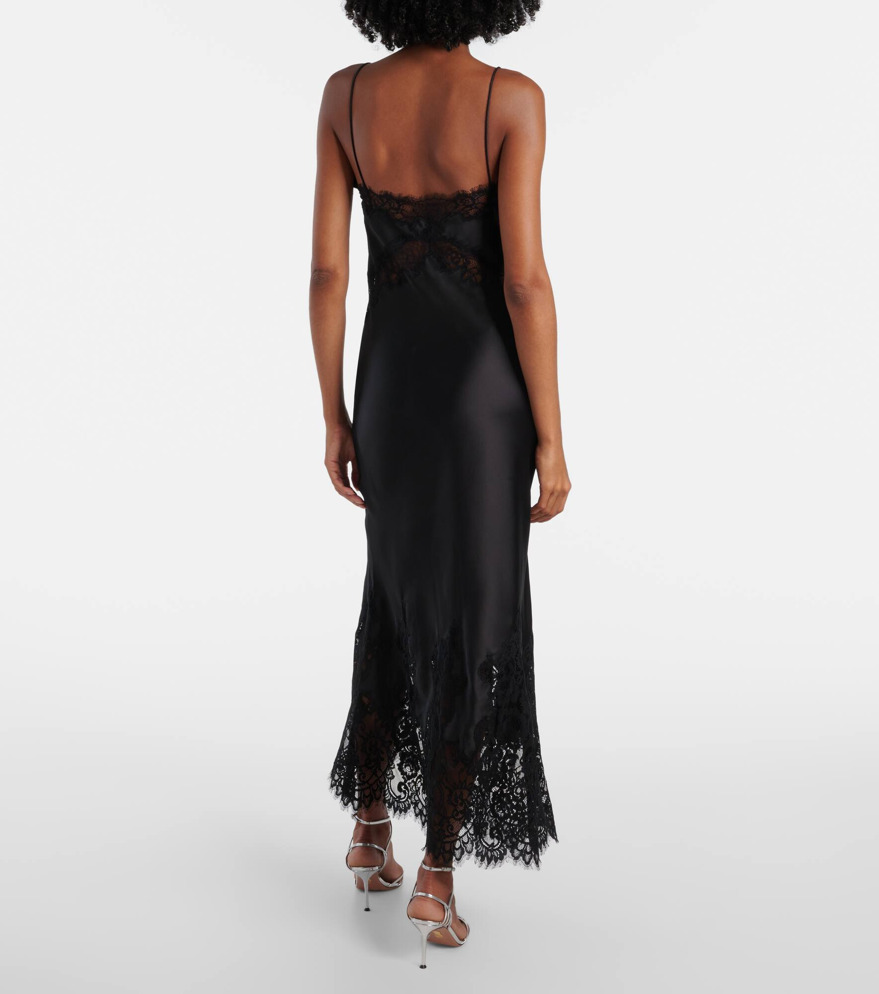 Tamera lace-trimmed satin slip dress - 3