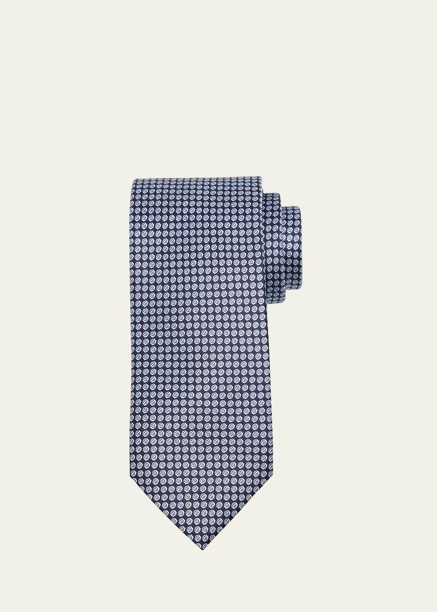 Men's Micro-Geometric Silk Tie - 1