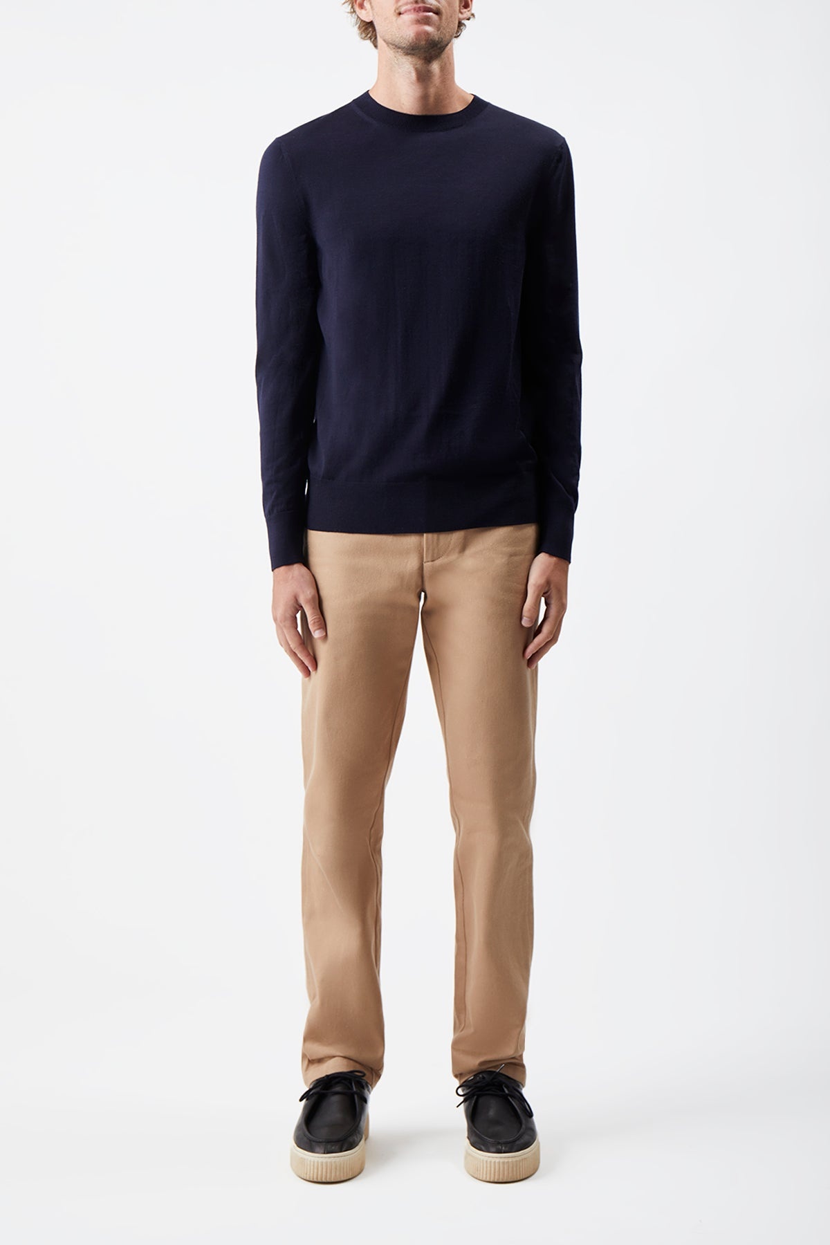 Palco Knit Crewneck in Navy Merino Wool - 2