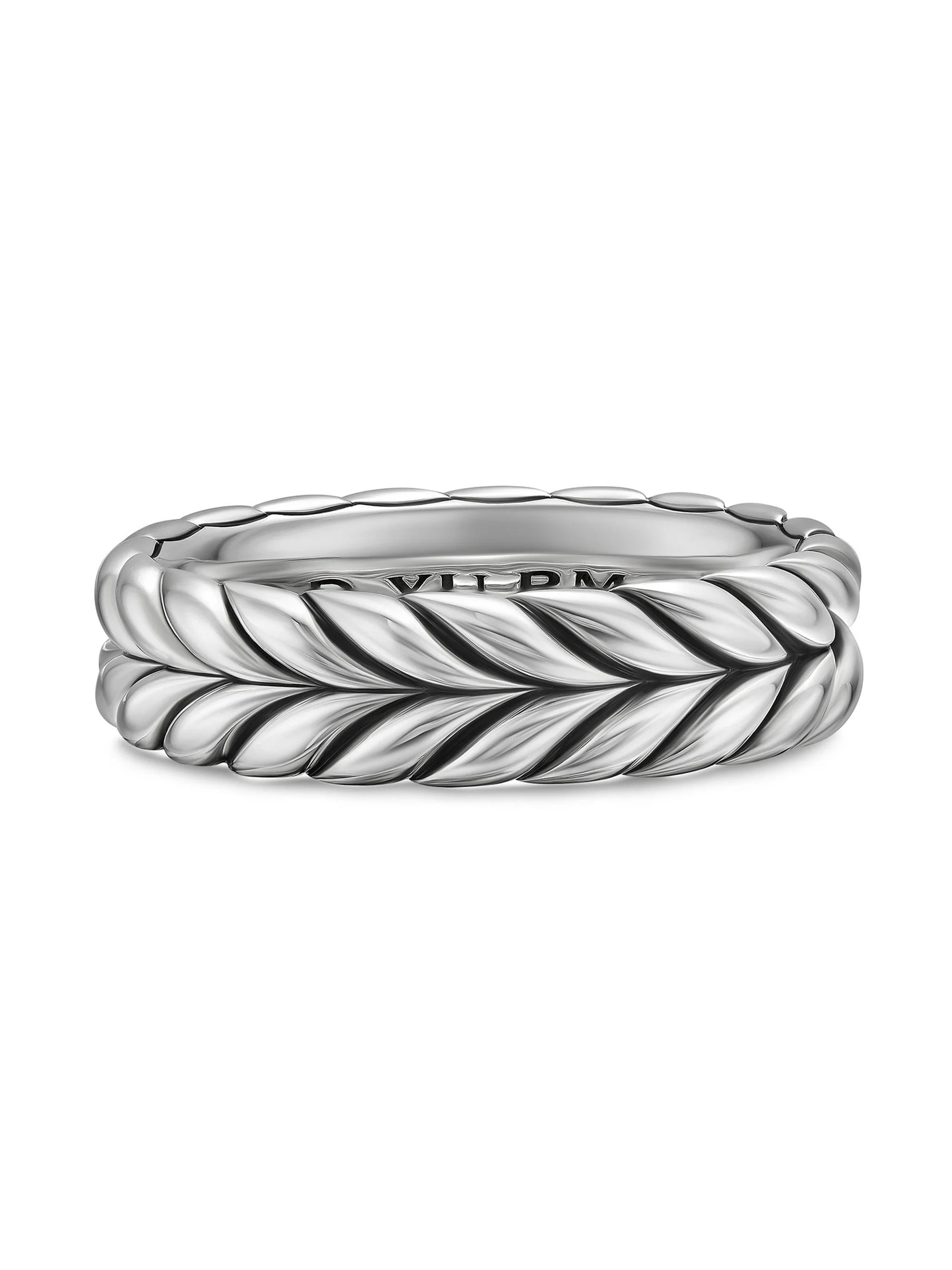 Men's Chevron Band Ring in Sterling Silver, 6.2MM - Silver - 1