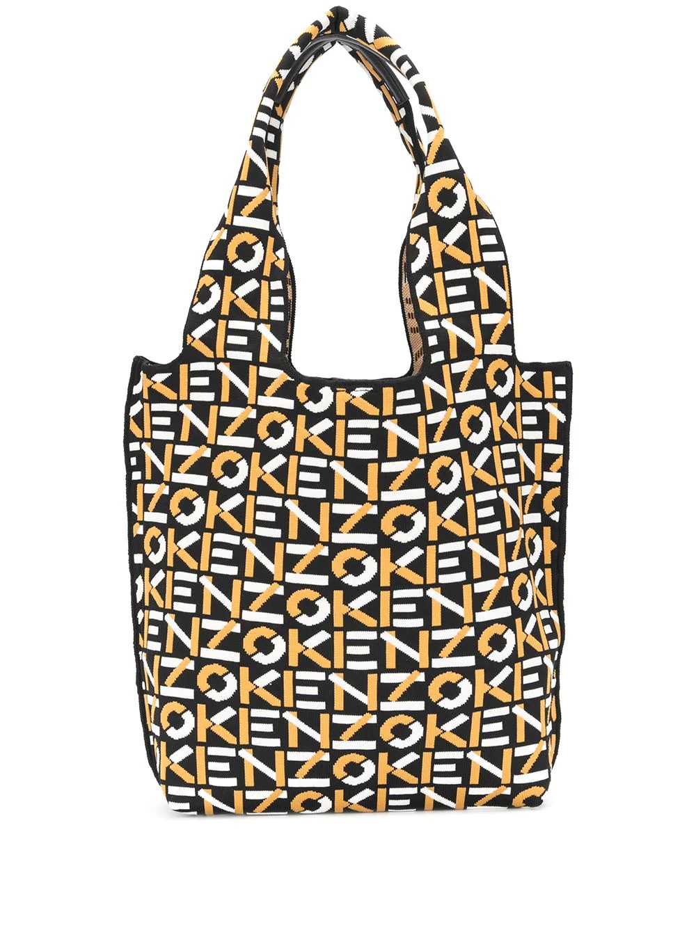 knitted logo-pattern tote bag - 1