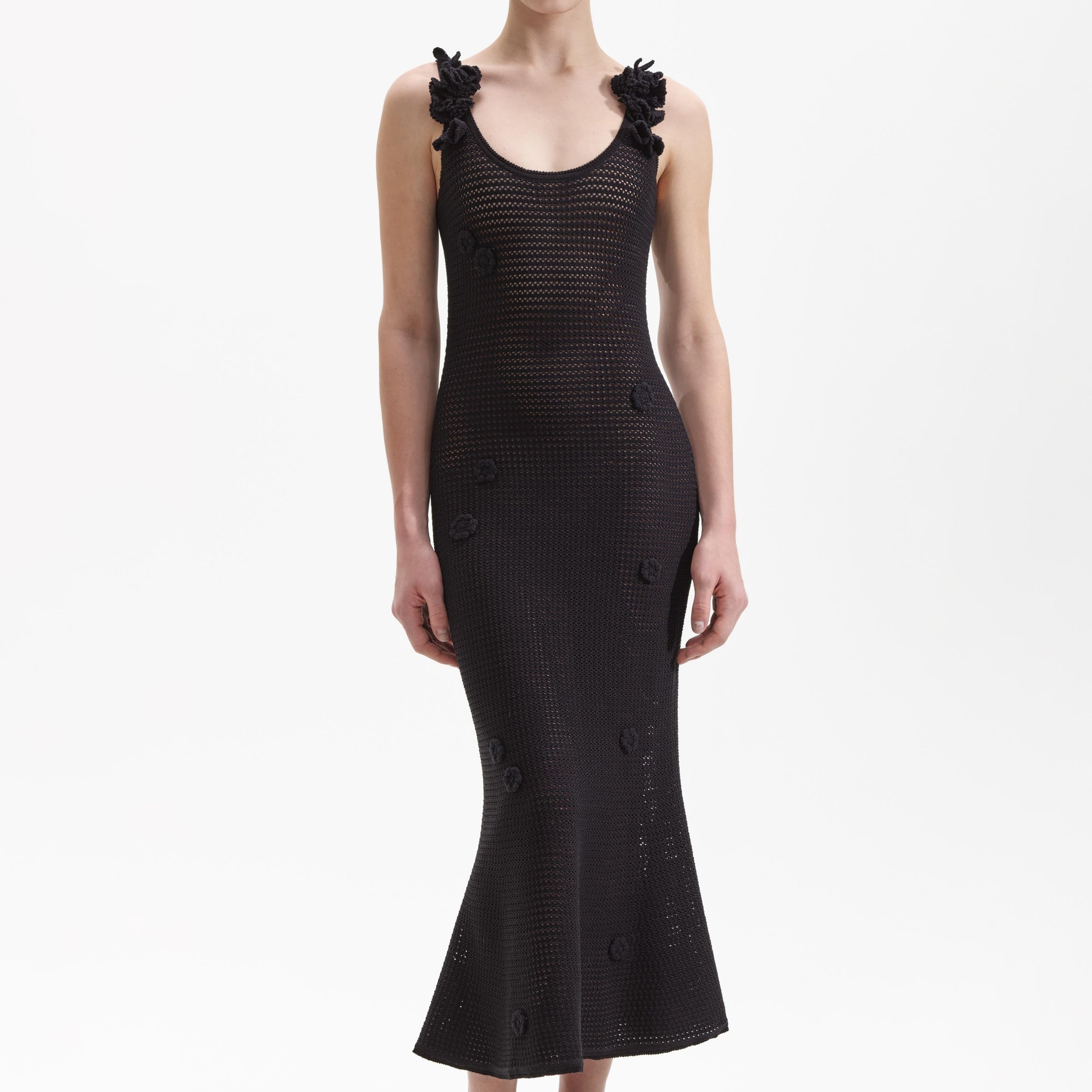 【関税&送料込】Self Portrait Perforated Knit Dress With Jew Perforated knit short dress with jewel buttons SELF PORTRAIT