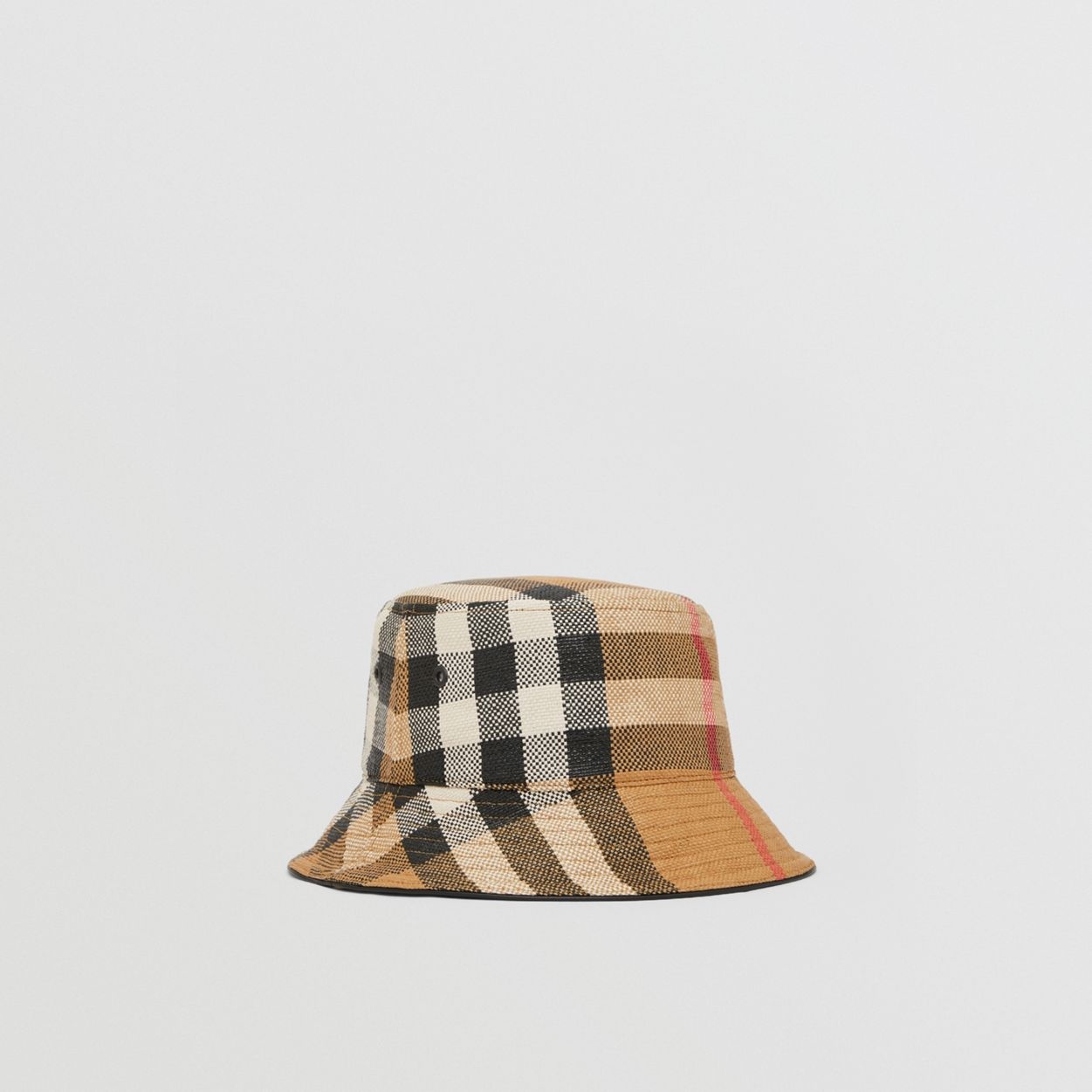 Check Faux Raffia Bucket Hat - 3
