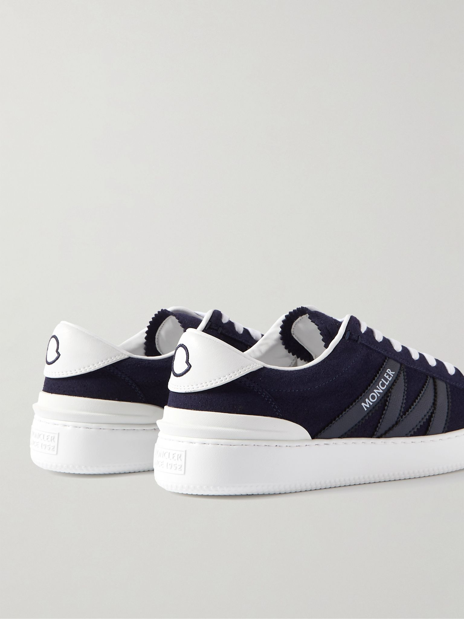 Monaco M Leather-Trimmed Suede Sneakers Blue - 5