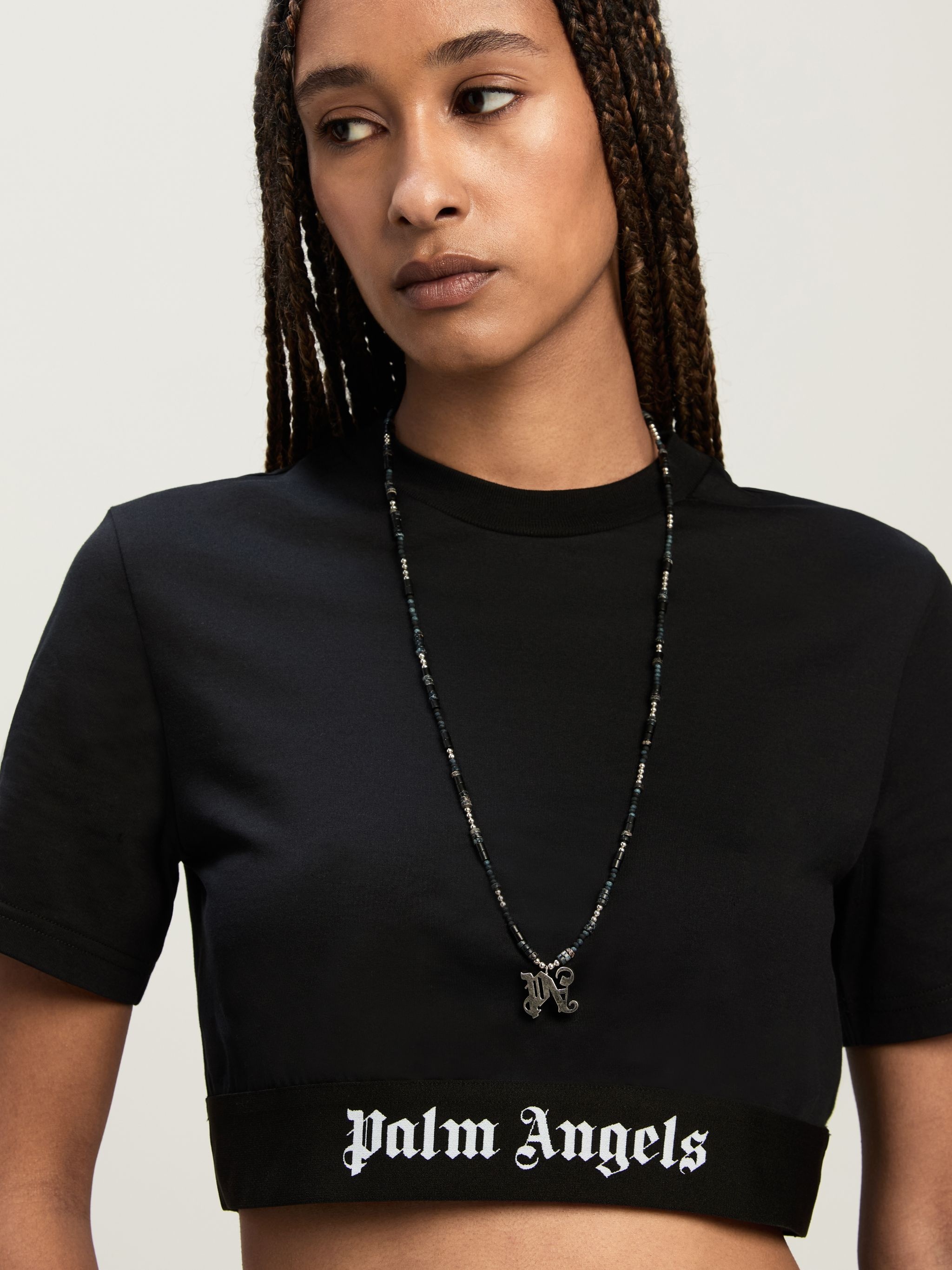 Tシャツ・カットソー Palm Angels 'Classic Logo Tape' cropped T-shirt Palm Angels Iconic Tape Crop T - shirts | REVERSIBLE