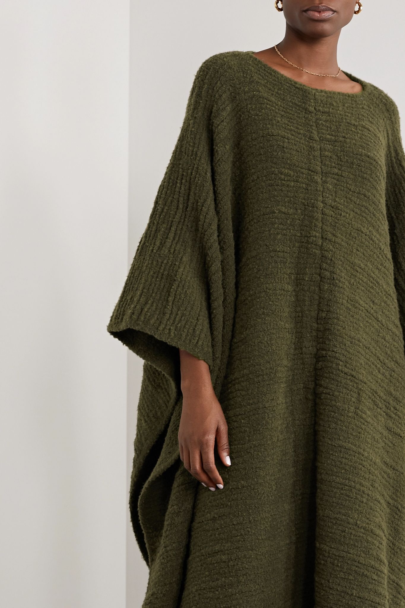 Follain fringed merino wool-blend poncho - 3