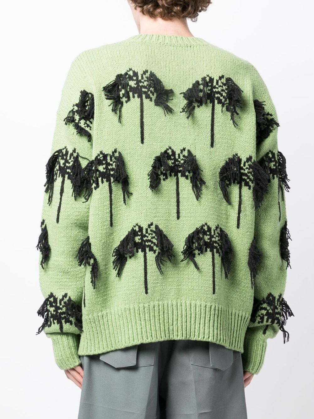Intarsia fringed cotton-blend jumper - 4