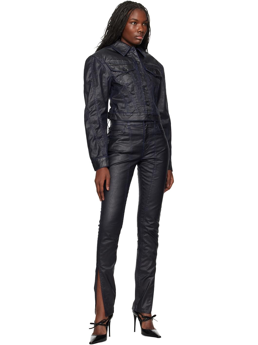 Blue Waxed Skinny Jeans - 4