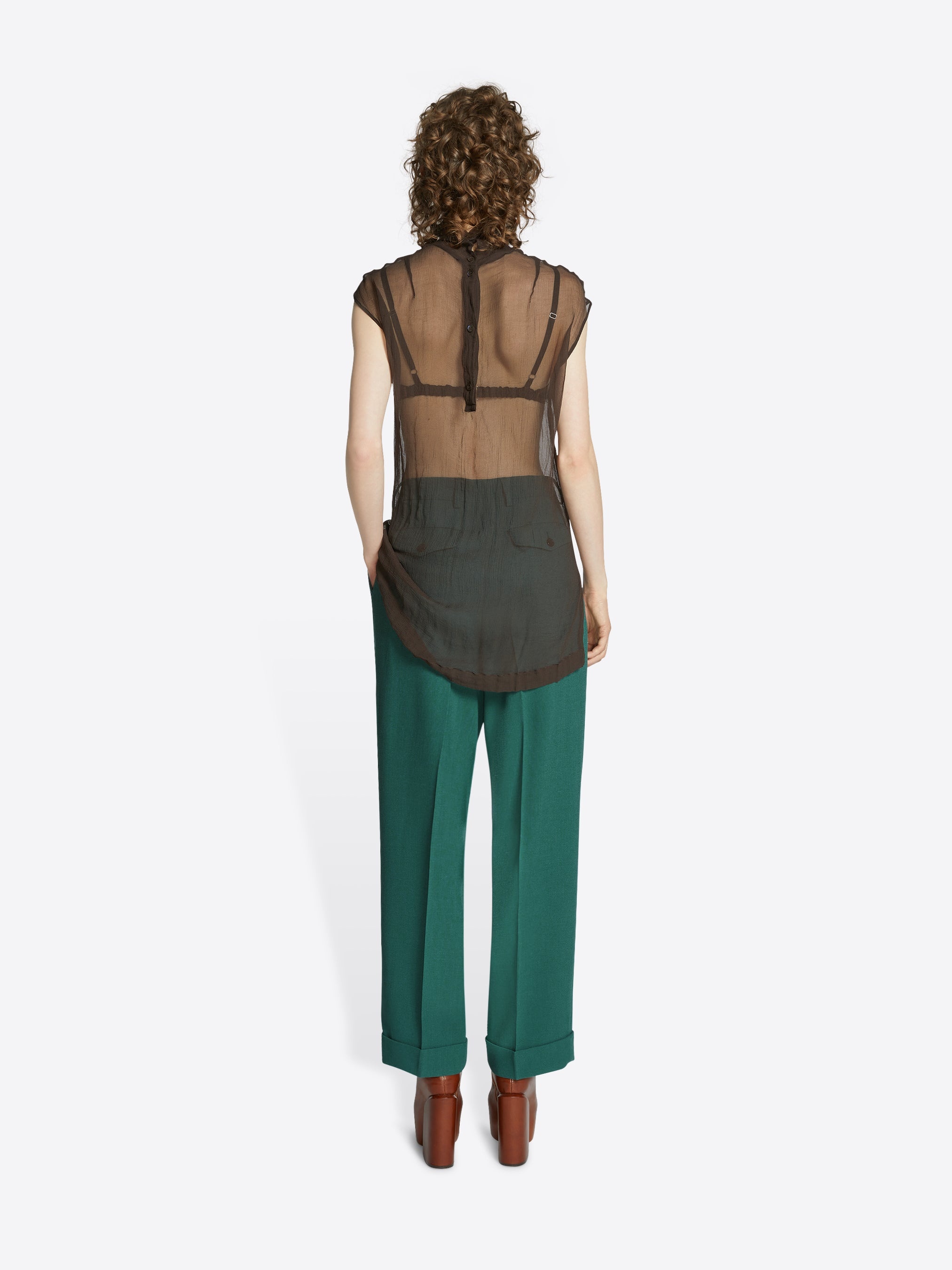 PLEATED WOOL PANTS - 4
