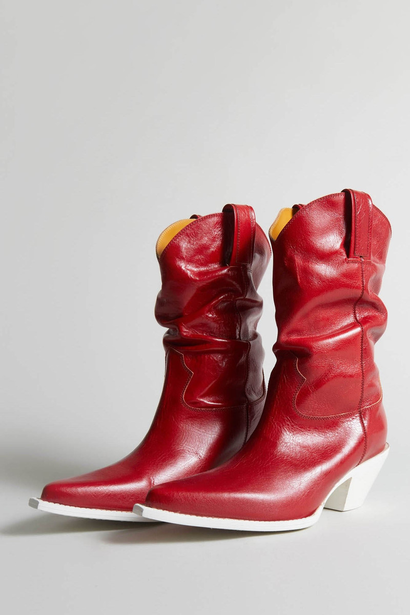 LOW CRUNCH COWBOY BOOT - RED/WHITE 1