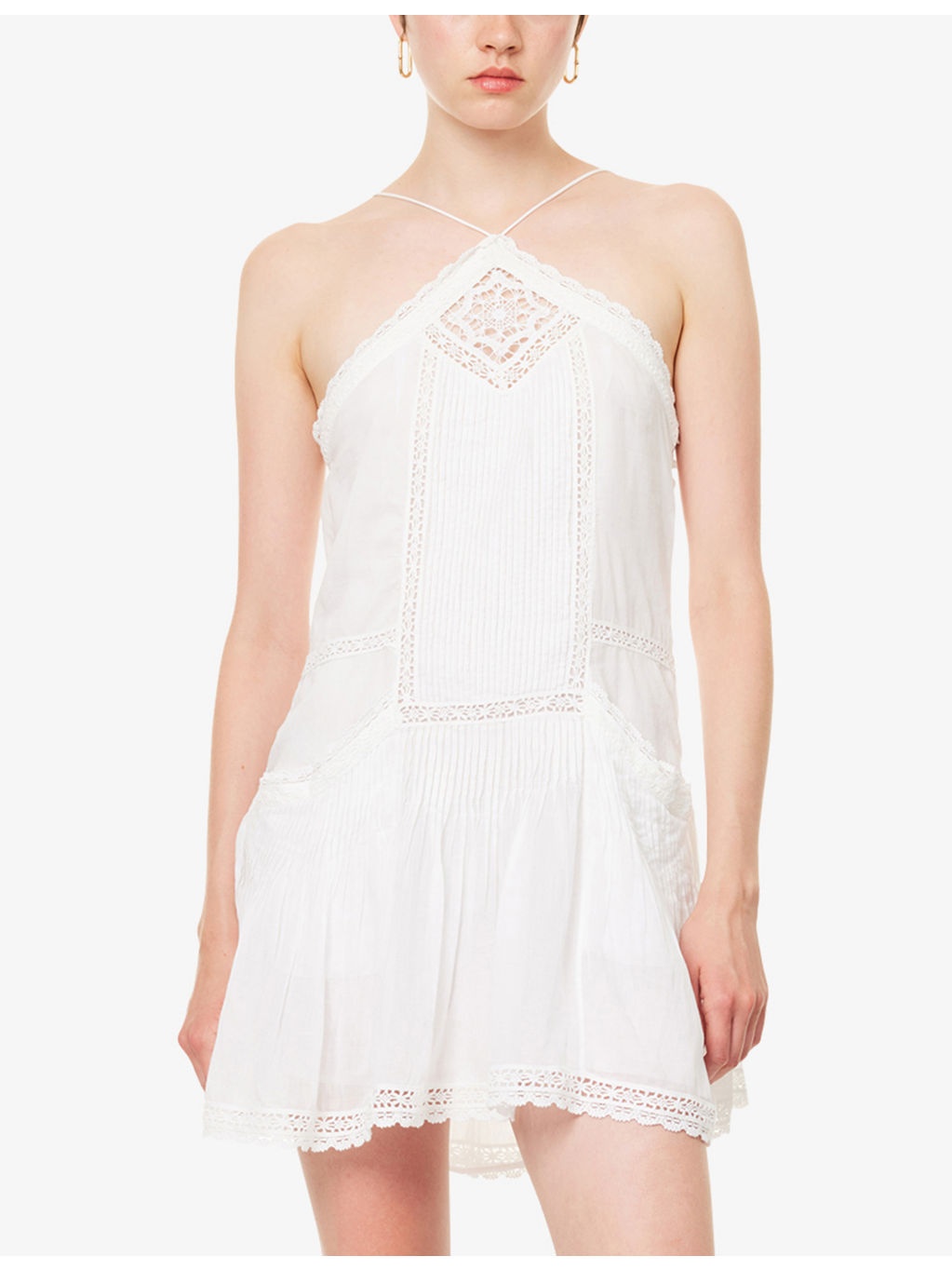 Geraldine Lace-Trim Cotton Mini Dress - 3