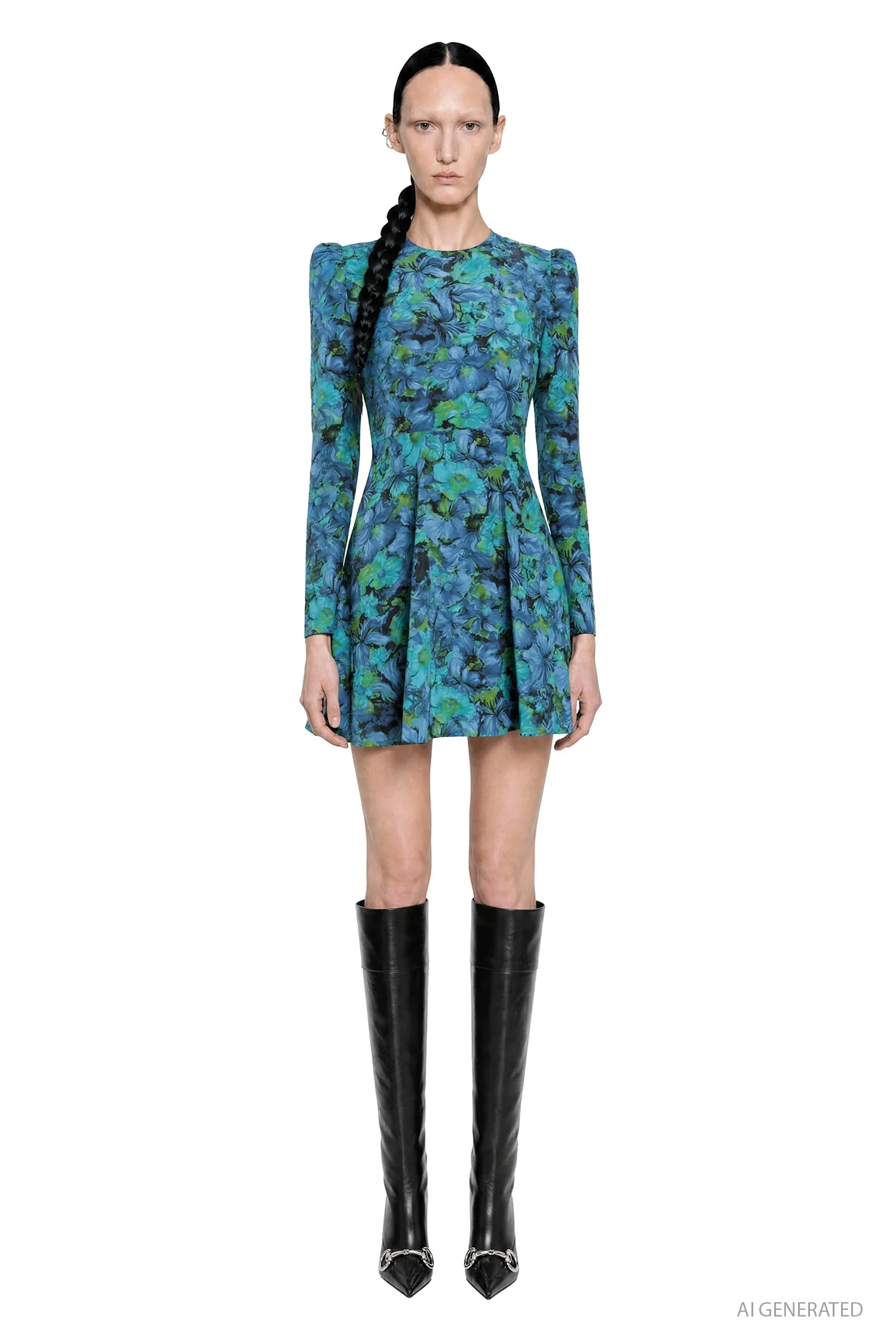 Printed Silk Crepe De Chine Dress - 1