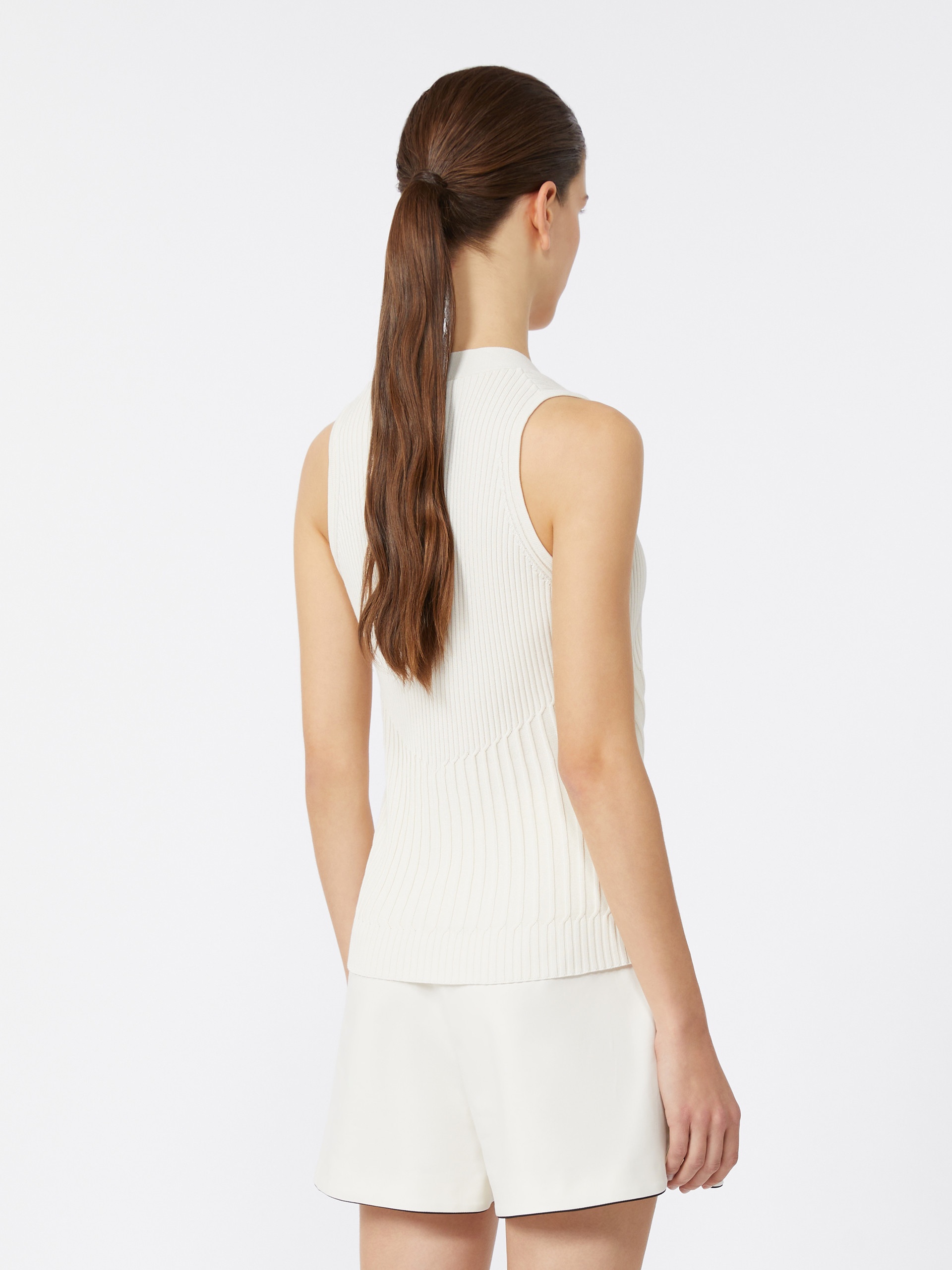 BIMBA Cotton yarn and viscose crepe gilet - 4