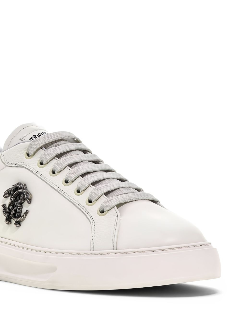 logo-plaque leather sneakers - 5